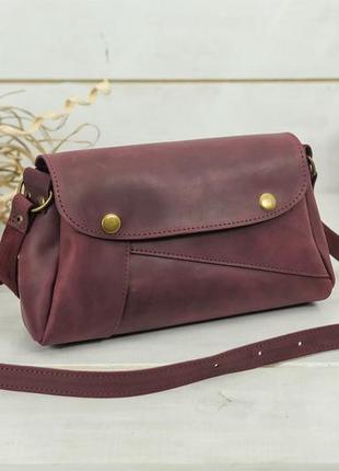 Женская сумка френки, натуральная винтажная кожа, цвет бордо2 фото