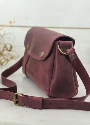 Женская сумка френки, натуральная винтажная кожа, цвет бордо4 фото