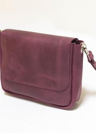 Женская кожаная сумка макарун, натуральная винтажная кожа, цвет бордо5 фото