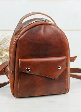Жіночий шкіряний рюкзак сінгапур, натуральна шкіра італійський краст, колір коричневий, відтінок вишня