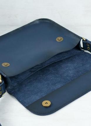 Женская кожаная сумка берти, натуральная кожа итальянский краст, цвет синий6 фото
