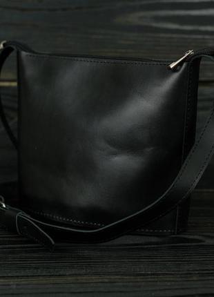 Женская кожаная сумка эллис хл, натуральная кожа итальянский краст, цвет черный2 фото