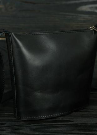Женская кожаная сумка эллис хл, натуральная кожа итальянский краст, цвет черный1 фото