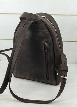 Жіночий шкіряний рюкзак лімбо, розмір міні, натуральна вінтажна шкіра колір коричневый, відтінок шоколад5 фото