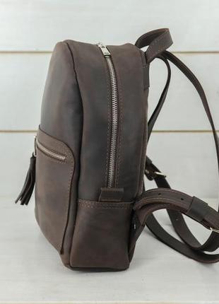 Жіночий шкіряний рюкзак лімбо, розмір міні, натуральна вінтажна шкіра колір коричневый, відтінок шоколад4 фото