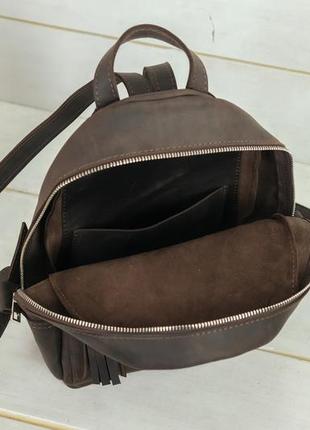 Жіночий шкіряний рюкзак лімбо, розмір міні, натуральна вінтажна шкіра колір коричневый, відтінок шоколад6 фото