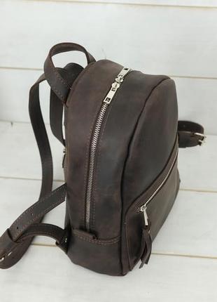 Жіночий шкіряний рюкзак лімбо, розмір міні, натуральна вінтажна шкіра колір коричневый, відтінок шоколад3 фото