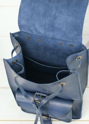 Жіночий шкіряний рюкзак флоренція, натуральна шкіра італійський краст колір синій6 фото