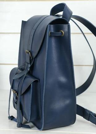Жіночий шкіряний рюкзак флоренція, натуральна шкіра італійський краст колір синій4 фото