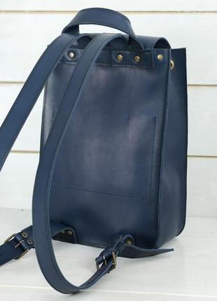 Жіночий шкіряний рюкзак флоренція, натуральна шкіра італійський краст колір синій5 фото