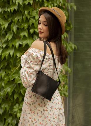 Женская кожаная сумка эллис, натуральная кожа итальянский краст, цвет черный1 фото