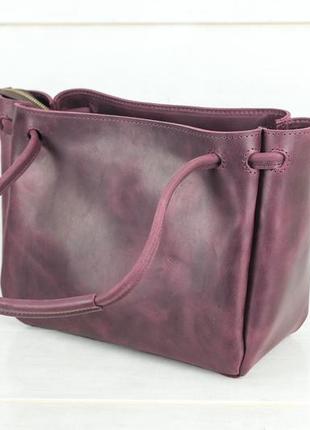 Жіноча шкіряна сумка азія, натуральна вінтажна шкіра, колір бордо
