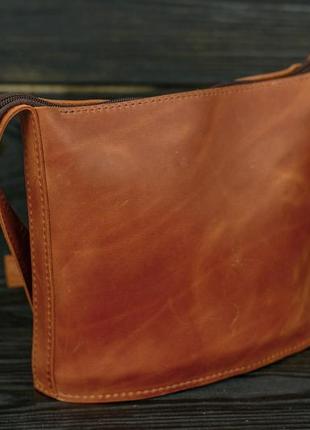 Женская кожаная сумка эллис хл, натуральная винтажная кожа, цвет коричневый, оттенок коньяк2 фото