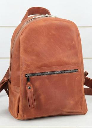 Жіночий шкіряний рюкзак лімбо, розмір великий, натуральна вінтажна шкіра колір коричневый, відтінок коньяк1 фото