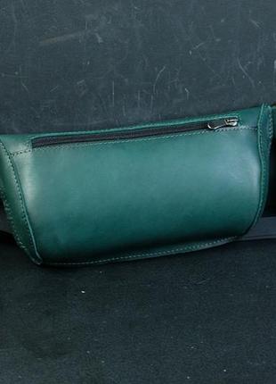 Кожаная сумка "модель №70 мини" с фастексом, натуральная кожа итальянский краст, цвет заленый