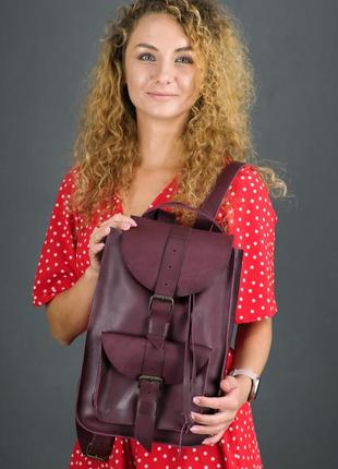 Женский кожаный рюкзак флоренция, натуральная кожа итальянский краст цвет бордо