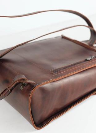 Жіночий шкіряний рюкзак венеція, розмір великий, натуральна шкіра італійський краст колір коричневий, відтінок вишня2 фото