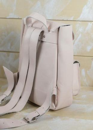 Женский кожаный рюкзак джун, натуральная гладкая кожа цвет пудра4 фото
