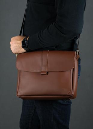 Шкіряна чоловіча сумка патрік, натуральна шкіра grand, колір коричневий, відтінок віскі