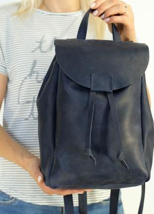 Женский кожаный рюкзак токио, размер средний, натуральная винтажная кожа цвет синий