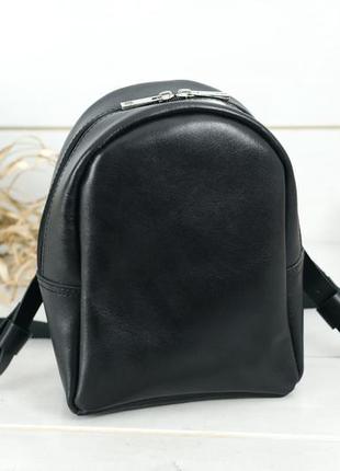 Женский кожаный рюкзак колибри, натуральная гладкая кожа цвет черный1 фото