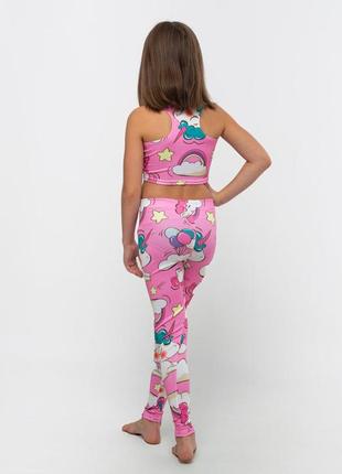 Дитячий спортивний костюм «pink unicorn» лосини та топ для дівчинки  122-1284 фото