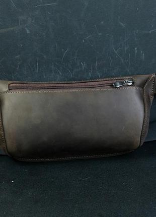 Кожаная сумка "модель №70 мини" с фастексом, натуральная винтажная кожа, цвет коричневый, оттенок шоколад