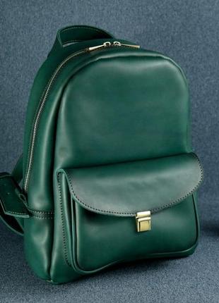 Жіночий шкіряний рюкзак стамбул, натуральна шкіра італійський краст колір зелений