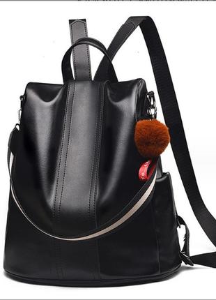 Рюкзак городской женский экокожа черный классический, молодежный рюкзак из эко-кожи для прогулок2 фото