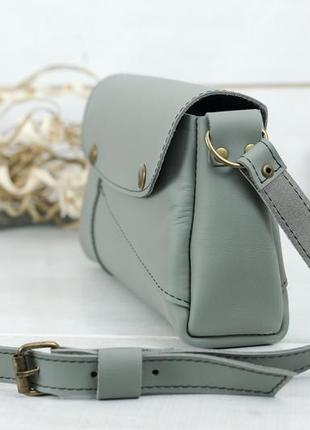 Женская кожаная сумка френки, натуральная кожа grand, цвет серый4 фото
