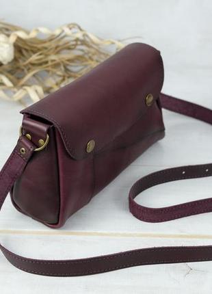 Женская кожаная сумка френки, натуральная кожа итальянский краст, цвет бордо3 фото