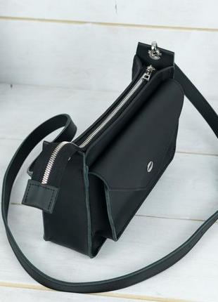 Женская кожаная сумка уголок, натуральная кожа grand, цвет черный3 фото