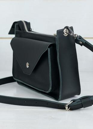 Женская кожаная сумка уголок, натуральная кожа grand, цвет черный4 фото