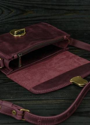 Женская кожаная сумка скарлет, натуральная винтажная кожа, цвет бордо3 фото