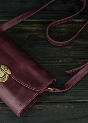 Женская кожаная сумка скарлет, натуральная винтажная кожа, цвет бордо2 фото