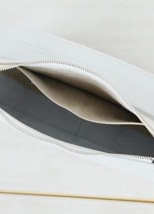 Женская кожаная сумка бренда, натуральная гладкая кожа, цвет белый6 фото