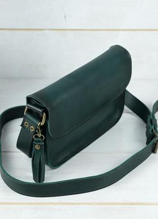 Женская кожаная сумка берти, натуральная кожа итальянский краст, цвет зеленый3 фото
