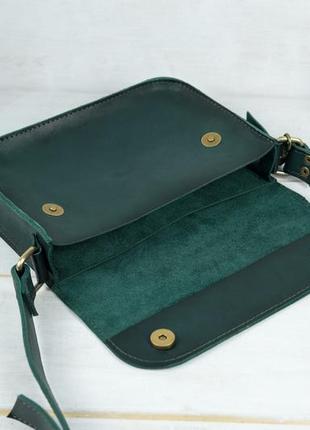 Женская кожаная сумка берти, натуральная кожа итальянский краст, цвет зеленый6 фото
