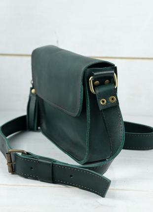 Женская кожаная сумка берти, натуральная кожа итальянский краст, цвет зеленый4 фото