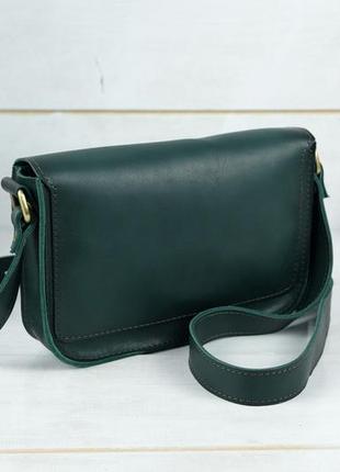 Женская кожаная сумка берти, натуральная кожа итальянский краст, цвет зеленый5 фото