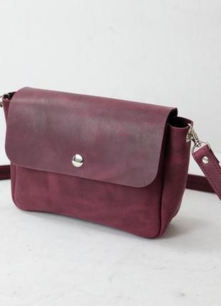 Женская кожаная сумка диана, натуральная винтажная кожа, цвет бордо2 фото