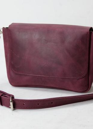 Женская кожаная сумка диана, натуральная винтажная кожа, цвет бордо3 фото