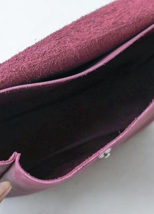 Женская кожаная сумка диана, натуральная винтажная кожа, цвет бордо5 фото