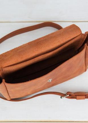 Жіноча шкіряна сумка діана, натуральна вінтажна шкіра, колір коричневый, відтінок коньяк5 фото