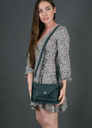 Женская кожаная сумка уголок, натуральная кожа grand, цвет зеленый1 фото