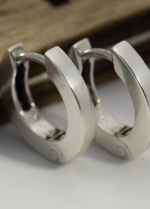 Сережки кільця широкі маленькі срібло ручна робота. сережки чоловічі унісекс мінімалізм.8 фото