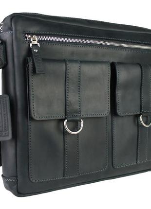 Сумка чоловіча для документів велика шкіряна а4 "briefcase" (чорна)