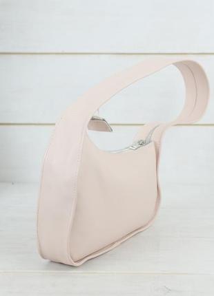 Женская кожаная сумка бренда, натуральная гладкая кожа, цвет пудра3 фото