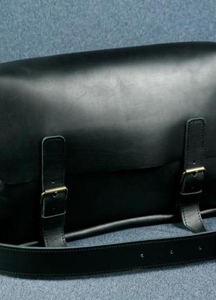 Шкіряна чоловіча сумка джоерман, натуральна шкіра італійський краст колір чорний