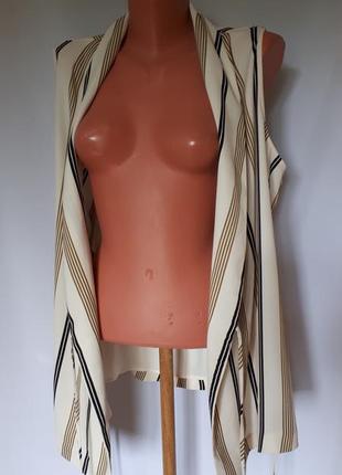 Блузка-жилет на запах в вертикальную полоску per una (размер 14-16)4 фото